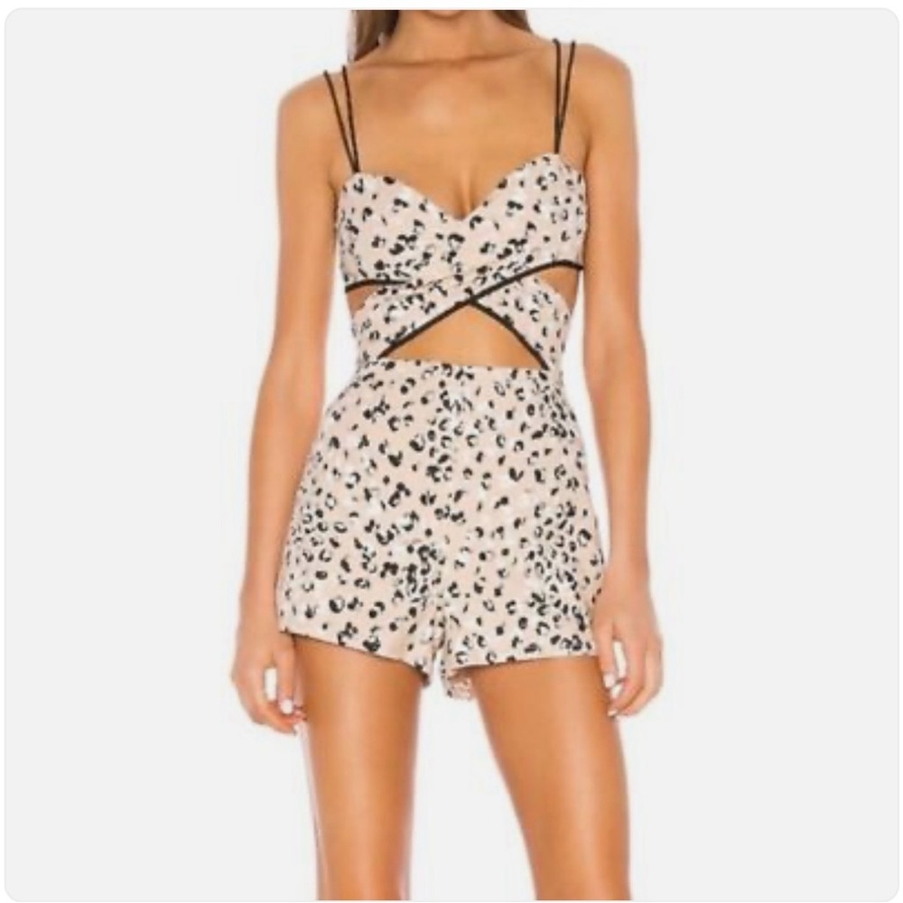 Camila Coelho Leopard Print Cutout Romper